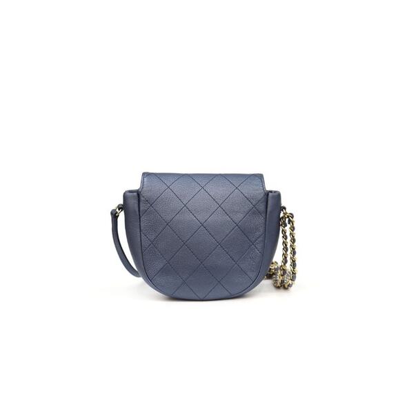 CHANEL Blue Metallic and Leather Messenger Crossbody Bag C-A23792 - Picture 4 of 9